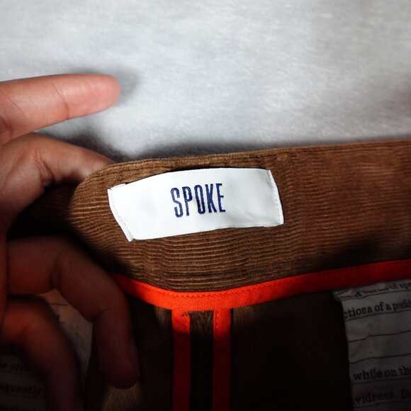 Spoke Sharps Corduroy Chino Pants Mens 35x32 Build C Preppy Flat Front Brown - Picture 6 of 15